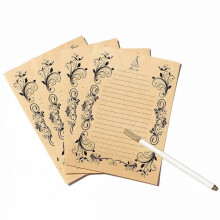 4 Sheets Luxury Elegant Vintage Retro Cute Design Writing Stationery Paper Pad Letter Creative Bronzing Wreath Paper Letter Wooden-Color