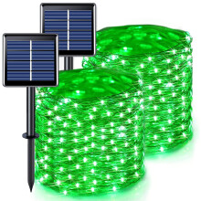 2 Pack Solar Fairy Lights Outdoor 66ft 200 LED Solar Powered Copper Wire Lights 8 Modes Waterproof for Garden Tree Patio Wedding Party Decor,Green