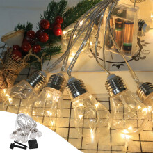 Solar String Lights Outdoor, 10 LED Filament Bulbs, for Garden, Patio, Wedding, Christmas - YOBOLK