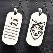 Yinrunx Wolf Tag Necklace for Men, compatible with xxx, 27.6” Chain, Retro Vintage Punk Animal Jewelry Gift for Boys