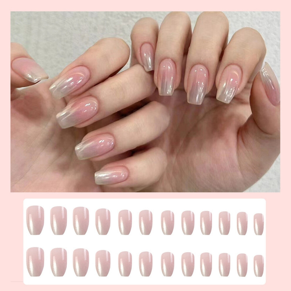 24 Pieces Short False Nails Press-on Nails Glitter Manicure Nail Patches 10ml