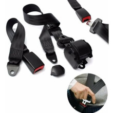 Universal Adjustable 3-Point Seat Belt with Retractable Function for Go Kart Club Golf Cart Vehicle Truck