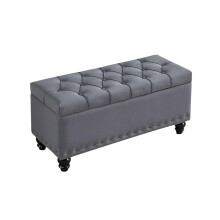 Ottoman Storage Bench with Wooden Legs and Large Hidden Storage, Grey 100cm Padded Footstool