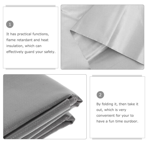Barbecue Mat Protective Camping Portable Fire Blanket Glass Fiber Multi-function Fireproof Square 2