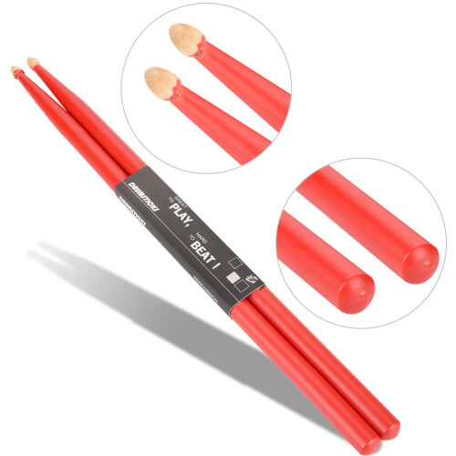 Red 5A Maple Wood Drumsticks Pair - Essential for Any Drummer 2