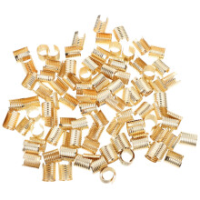 100pcs Foldable Leather Rope Metal Fastener Cylindrical Tassel Opening Crimps