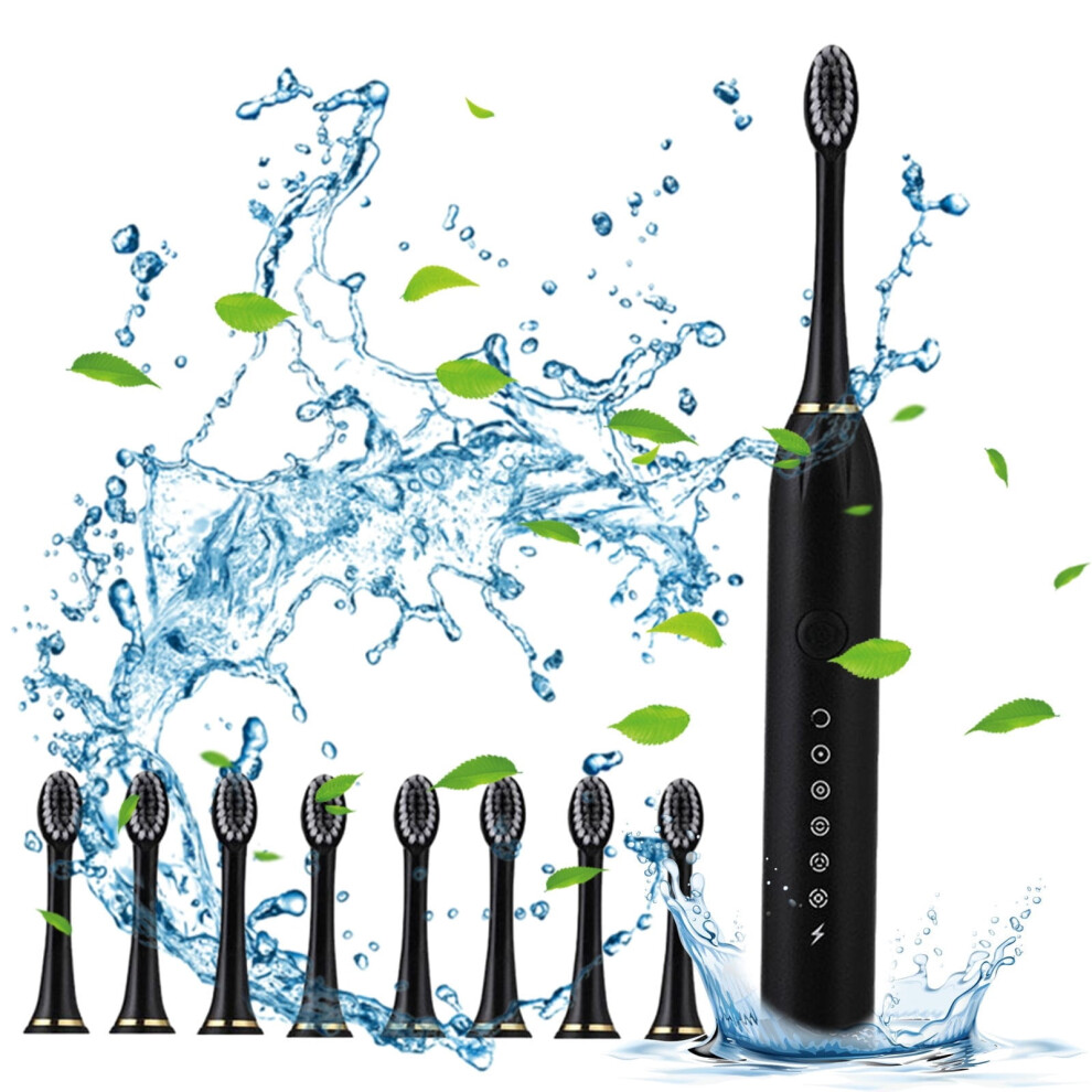 Txmfgh Electric Toothbrush - 8 Heads, 6-Speed Timer, IPX7 Waterproof, Whitening & Massage, Deep Clean, Travel-Friendly