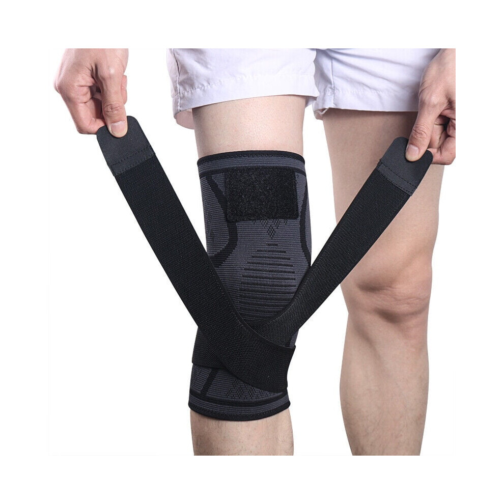 Knee Sleeve With Strap Compression Brace Support Gym Joint Pain Arthritis Relief