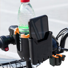 PRINxy Cup Holder with Phone Holder, Bike Cup Holder, 2-in-1 Universal Cup Phone Holder for Stroller, Bike, Wheelchair, Walker, Scooter Orange