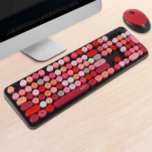 Wireless Keyboard and Mouse Set 2.4G Wireless Keyboard Punk Keycap /PC/Mute, Keyboard & Mouse