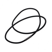 S SERENABLE 4x3mm Black Rubber Necklace Rope with Copper Clasp Jewelry Findings 45cm 4 Pcs