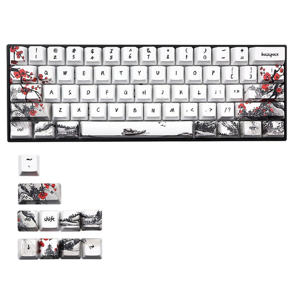 Novelty Allover Dye Subbed 71 Key Profile Keycap For Gh60 Rk61 Alt61 Gk61 Gk64 Dz60 Keycaps,Us Black/White 9558633688764