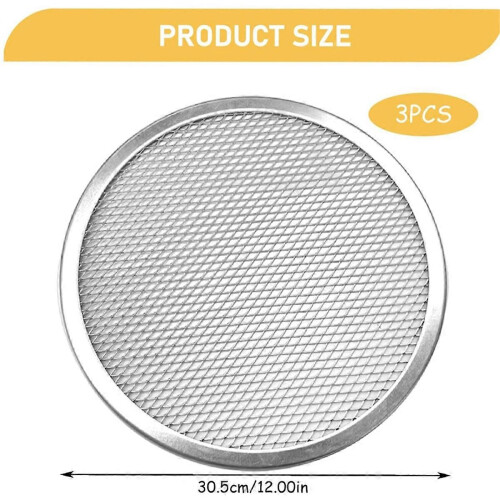 Conjunto de 3 telas para pizza de 30 cm (12 polegadas) de qualidade profissional, com bordas sem emendas, forma redonda para assar pizza. 2