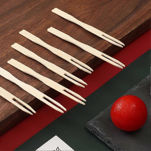 Conjunto de 500 Garfos de Bambu para Aperitivos, Mini Garfos de Bambu de 8,9 cm (3,5 polegadas), Garfos de Madeira, Pequenos para Frutas e Alimentos 2