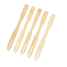 500 tenedores de bambú para aperitivos, mini tenedores de bambú de 8,9 cm, tenedores de madera, pequeños tenedores para frutas y alimentos.