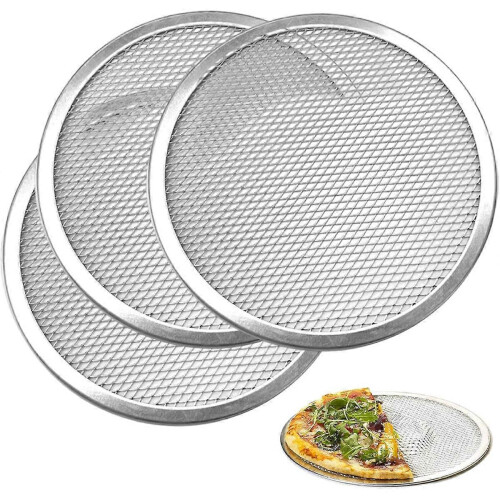 Conjunto de 3 telas para pizza de 30 cm (12 polegadas) de qualidade profissional, com bordas sem emendas, forma redonda para assar pizza. 1