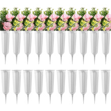 Conjunto de 20 vasos de cemitério com pontas, vasos de plástico para flores, decorações para túmulos.