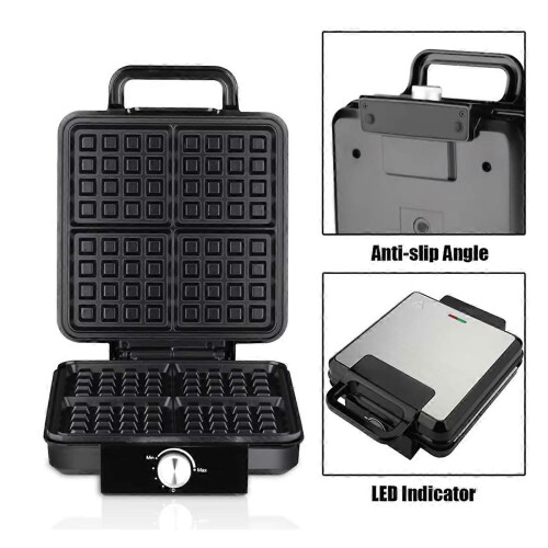 4-Slice WaffleMaker 1500W Double Heating Non-Stick Egg Cake Oven Pancake Egg Waffle Cake Machine Tem 1