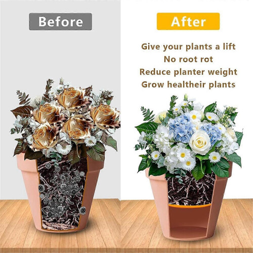 Conjunto de 2 vasos redondos de 33 cm (13 polegadas) na cor laranja, com furos de drenagem para plantas. 2