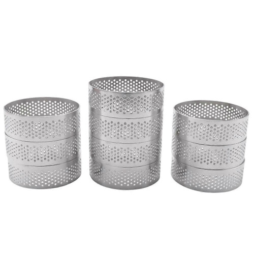 10 Pack Stainless Steel Tart Ring, Heat- Perforated Cake Mousse Ring, Round Ring Baking Tools 2