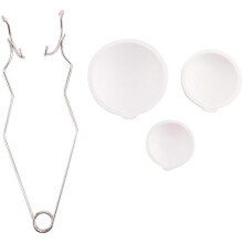 Set van 4 kleine keramische smeltkroezen, kommen, schalen en kopjes voor het smelten van goud, zilver en koper, inclusief smeltkroezentang.