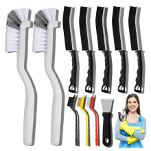 Juego de 11 cepillos de limpieza para ranuras, suministros de limpieza de cerdas duras para esquinas, fregaderos, tazas, teteras, botellas.