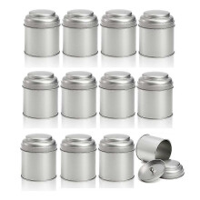 12 pezzi Barattoli di latta per tè con doppio coperchio ermetico 8Oz Scatola di latta rotonda Piccolo barattolo per tè da cucina Lo
