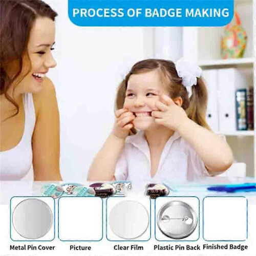 100 Sets Blank Button Making Supplies for Button Maker Machine Round Badge Pin Button Parts, 58mm/2. 2