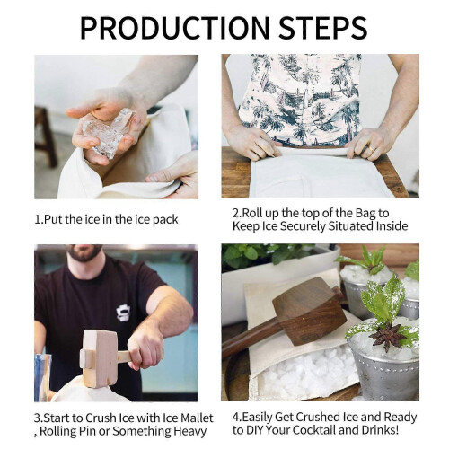 Ice Bag,Bartender Kit Ice Crusher,Canvas Bag Set for Ice Crushing, Bar Tools Accessory for Home Bar 2
