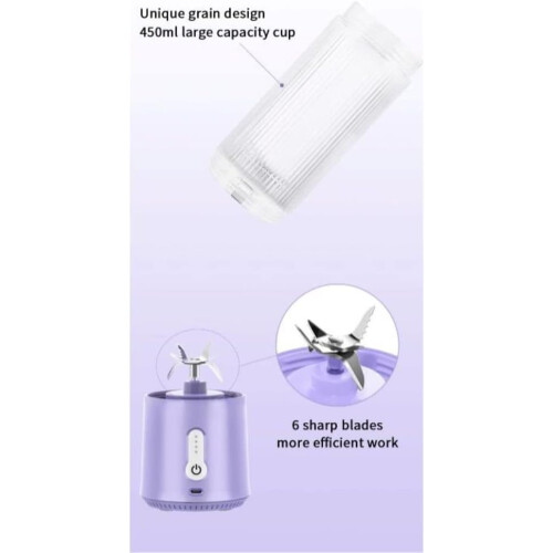 Portable Electric Juicer Cup with USB Charging, LeakProof Seal, SixLeaf Blade, White 2