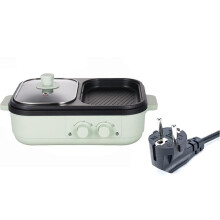 Electric Hot Pot and Grill Combo, 2 in 1 Shabu Shabu Pot with NonStick Coating, Separate Temperature Control, Green