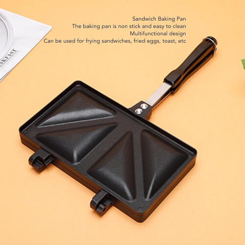 Sandwich Maker and Panini Press NonStick Double Sided Stovetop Grill Pan with Handle Black 2