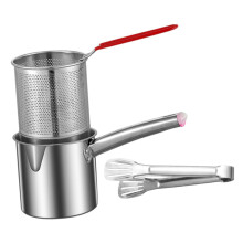 Stainless Steel Deep Fryer Pot with Basket for Home Cooking, Comfortable Handle, Multi Use