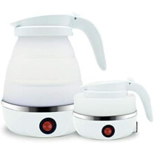 Travel Electric Kettle 0.6L Foldable Silicone Rapid Boil Auto ShutOff Compact 110V White