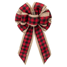 Christmas Tree Bow Pendant Black and Red Checked Christmas Tree Ring Ornament Small Pendant