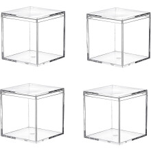 4 Pack Small Clear Acrylic Plastic Square Cube