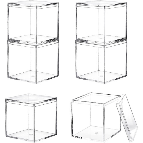 4 Pack Small Clear Acrylic Plastic Square Cube 1