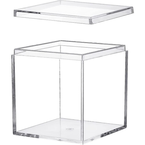 4 Pack Small Clear Acrylic Plastic Square Cube 2