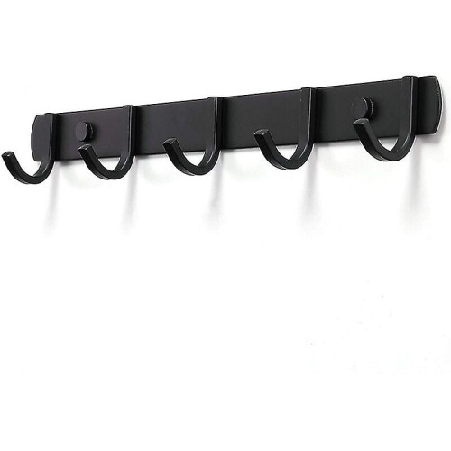 Wall Coat Rack , Coat Hooks Design Stainless Steel Coat Racks, Solid Bathroom Hooks for Bedroom Office Black (5 Hook)