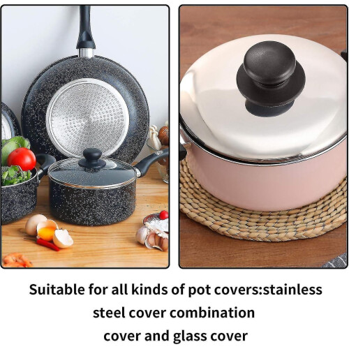 4 Pcs Pot Lid Knob, Universal Replacement Pan Lid Cover Knobs, Kitchen Cookware Knob Handle, Bakelite Circular Handgrip Knobs 2