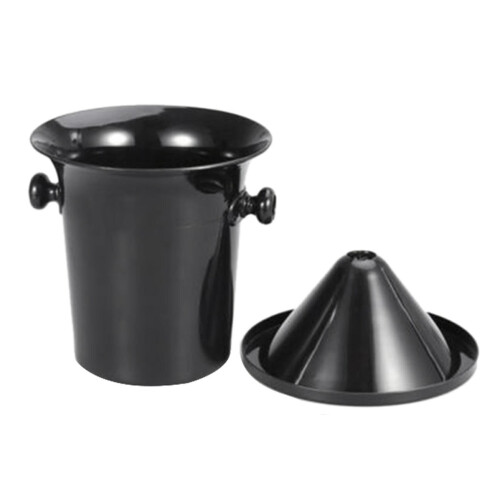 4 sputacchiere per vino in plastica nera - Misura standard con imbuto nero e secchiello per champagne 1