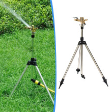 Heavy Duty Impact Sprinkler On Tripod Base, Metal Pulsating Tripod Sprinkler For Large Garden, And Yard, Tower Sprinkler With Coverage And Height