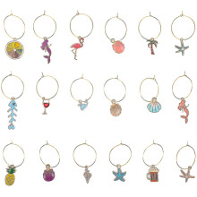 18 Stück Party-Weinglasanhänger, Ringe, Glasmarker, Etiketten (verschiedene Farben) - xinhan