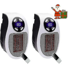 2 Pieces 500 Watt Ceramic Fan Heater Mini Fan Heater Economical Portable Space Heater Plug-in Heater With Thermostat And Timer, For Office, Bedroom, L