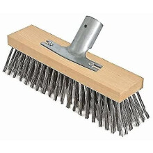 Balai à poils d'acier, 30 cm avec support de manche en métal - 28 cm - Tête de balai brosse - Corps en bois de hêtre de haute qualité
