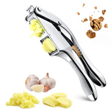 2in1 Stainless Steel Garlic Press and Chopper with Ergonomic NonSlip Handle for Ginger and Nuts