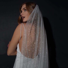 KUNGUGU Glitter Bride Wedding Veil (Women, Girls), White