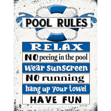 swimming pool Rules Hot Tub metal Wall Aluminum Sign beer garden Decking home bar shed Size: 12 x 8 Inches
