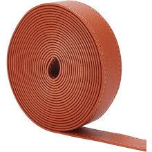 0.9" Wide Double-Sided PU Leather Belt Strip, 4.37 Yards Brown Flat Cord for DIY Bag Straps, Wristbands, Keychains, Watch Straps, Bracelets