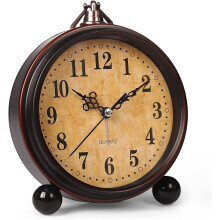Battery Operated Alarm Clock, Night Light, Vintage Hanging Super Quiet Non Ticking Analog Table Clock for Bedroom Bedside Table, Desk, Shelf